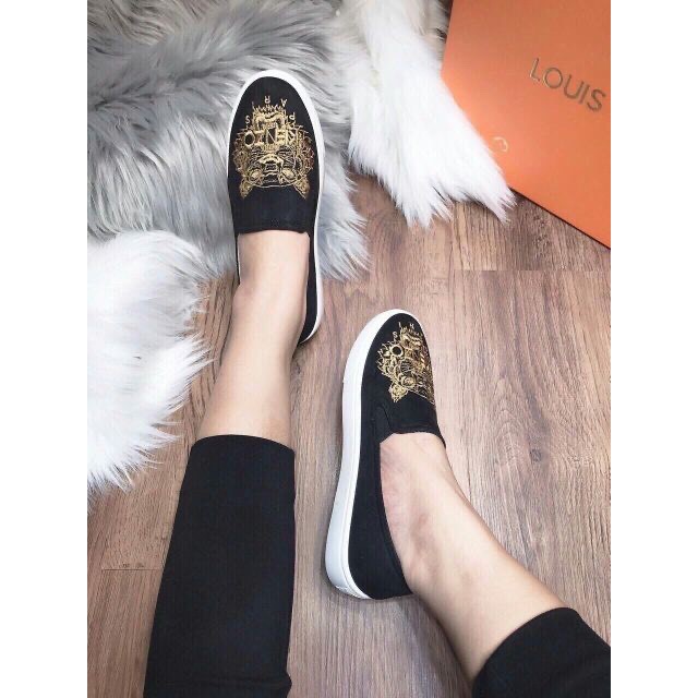 🔥 GIÀY SLIP ON DA LỘN CHÂT NỈ THÊU HỔ SIÊU ĐẸP 🔥