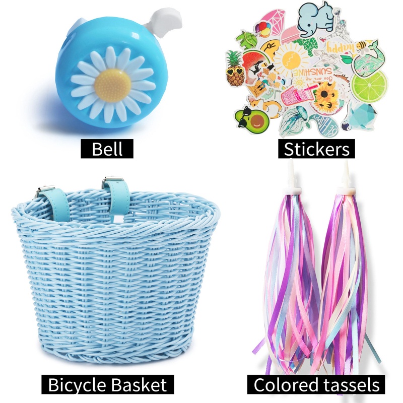 Mm Giỏ Xe Đạp Trẻ Em Bằng Dây Đan Bằng Tay Phối Tua Rua Thân Thiện Với Môi Trường