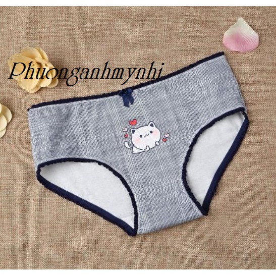 Set 4 cái quần lót nữ cotton mèo cute