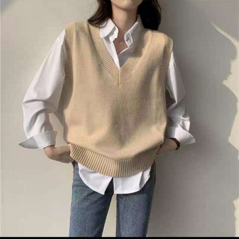 Áo Len Gile Cổ Tim Chất Lông Cừu Ấm Xẻ Tà Lệch Vạt Style Hàn Quốc Thời Trang Thu Đông