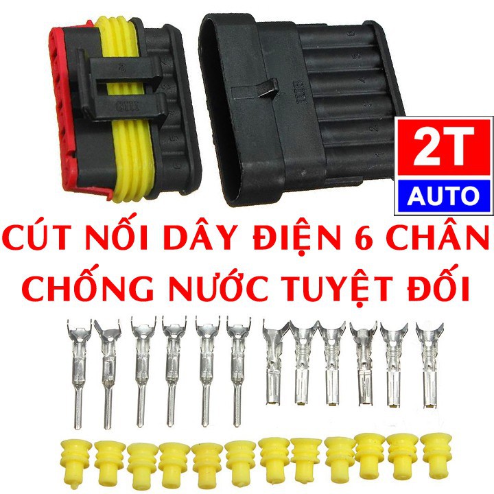 Đầu giắc nối dây điện 6 chân chống nước dùng cho xe máy xe hơi ô tô:   SKU:311