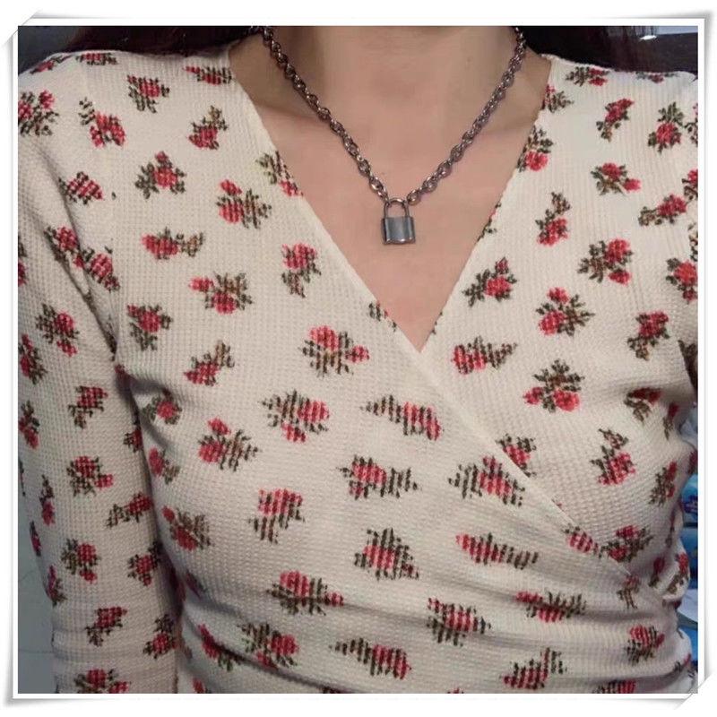 Vòng Cổ Gắn Mặt Hình Ổ Khóa Độc Đáo Phong Cách Hip-Hop Hàn Quốc