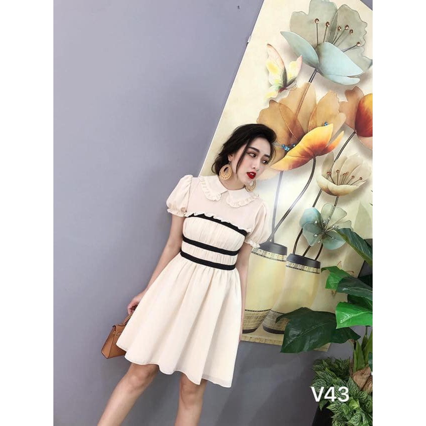 (Up New) Váy voan cổ sen nhún - 0868