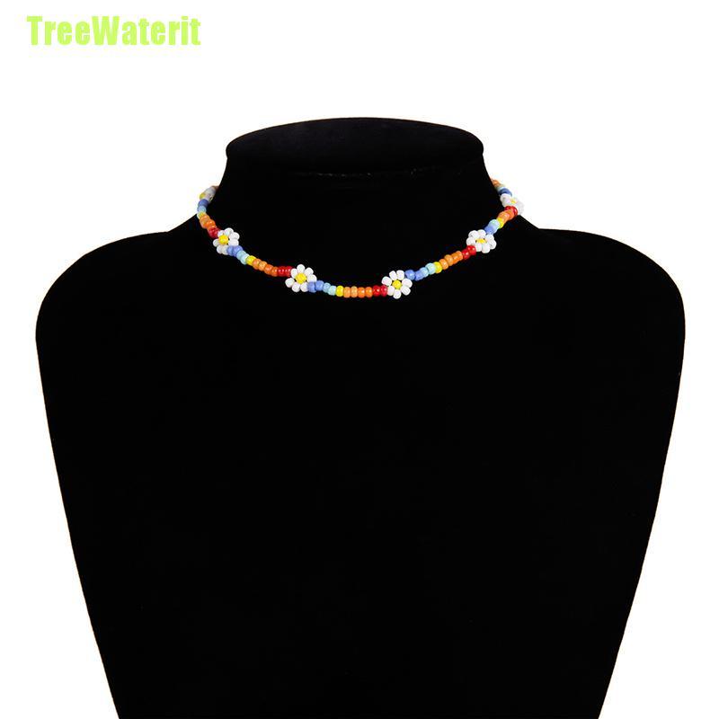 Vòng cổ Choker xâu chuỗi hạt phối hoa phong cách boho cho nữ