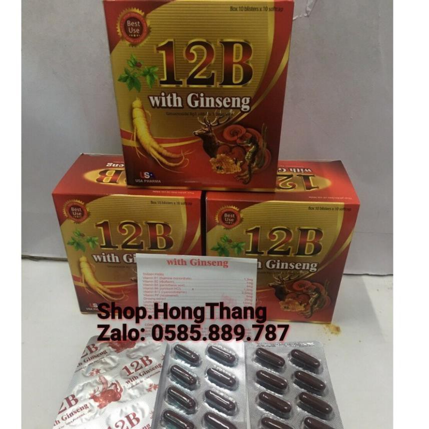 Viên tăng lực nhân sâm 12B With Ginseng – Giúp bồi bổ cơ thể, ăn ngủ ngon, cho người suy nhược, sau bệnh.