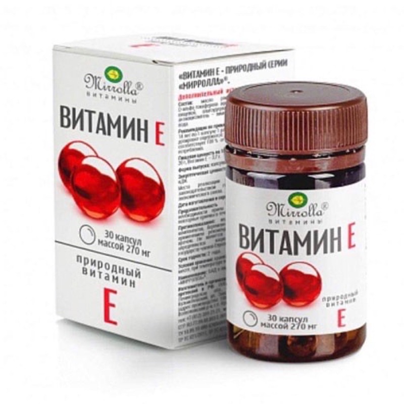 Vitamin E đỏ Nga Mirrolla 400mg-270mg chính hãng