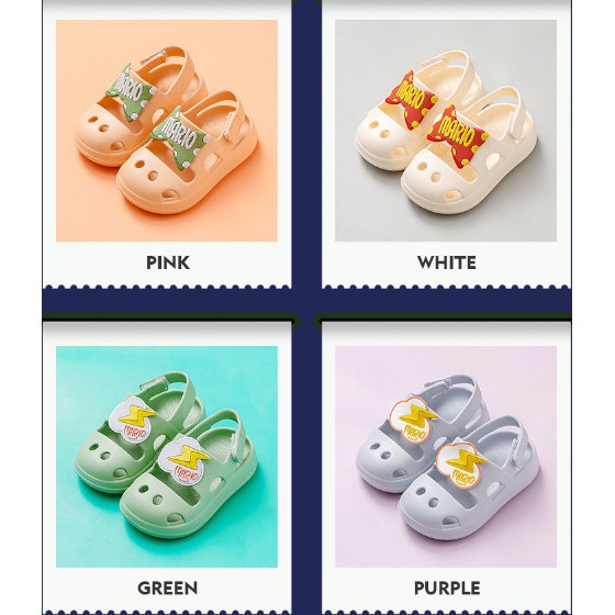 (Quảng Châu Loại 1)Dép sandal Mario 1-5 tuổi, sục cross cho bé trai bé gái siêu nhẹ, quai rán,chống trơn trượt