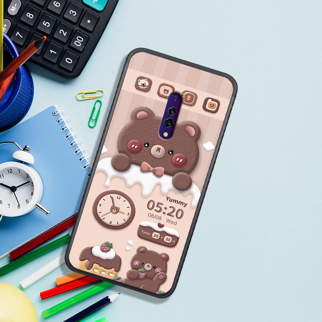 Ốp Lưng OPPO K3 - REALME X - RENO - RENO 2 - RENO 2F , In Hình Gấu Chocolate đáng yêu.