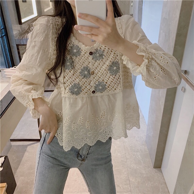 Áo babydoll len bánh bèo Ulzzang Quảng Châu Cực Xinh Giá Rẻ