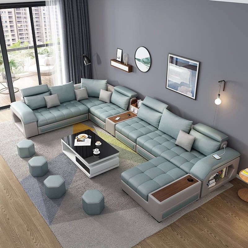 Ghế sofa vải có thể được tùy chỉnh và kết hợp, phòng khách căn hộ lớn, tháo rời giặt được, công nghệ dùng một lầ