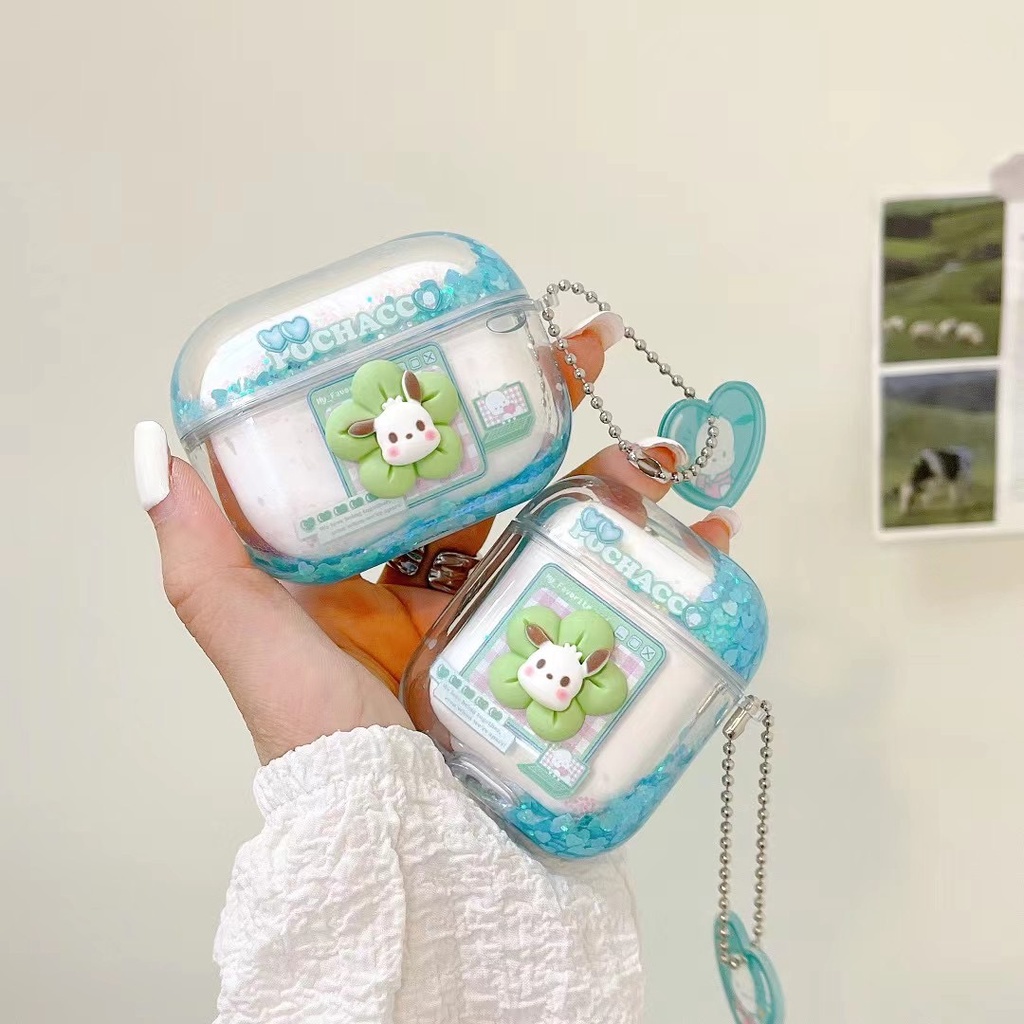 Vỏ Bảo Vệ Hộp Sạc Tai Nghe AirPods 1 / 2 / 3 / Pro Trong Suốt Họa Tiết Kuromi Doggy Dễ Thương Kèm Dây Đeo Tiện Dụng