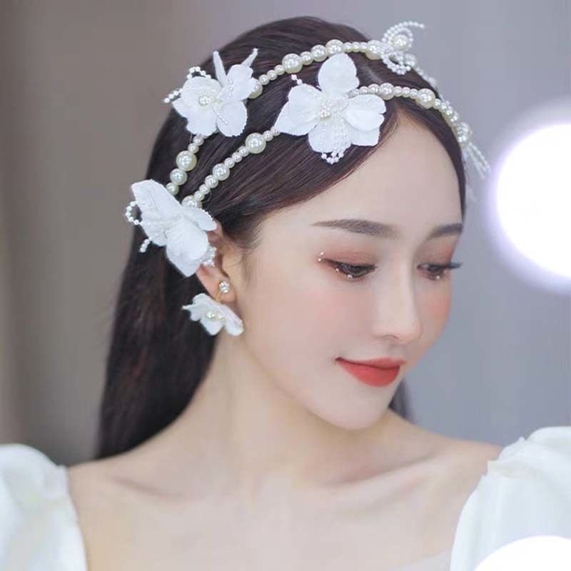 Băng Đô Cài Tóc Đính Ngọc Trai Trắng Thời Trang Cho Cô Dâu