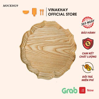 Khay gỗ decor Vinakhay gỗ tần bì - Khay gỗ đựng thức ăn hình hoa năm cánh siêu xinh MOCK0029