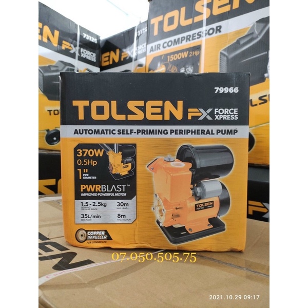 Máy Bơm Tăng Áp Tự Động Tự Mồi 0.5HP Tolsen 79966 - Dòng Máy Bơm Nước Chất Lượng Cao
