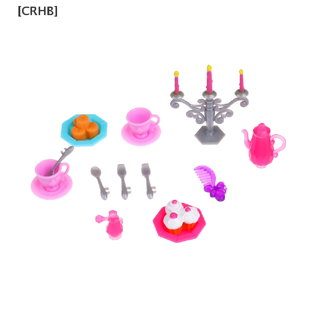 [CRHB] 1Set Dollhouse Spoon Fork Cup Kettle Comb Candlestick Dessert Dining Table Decor Hot Sell