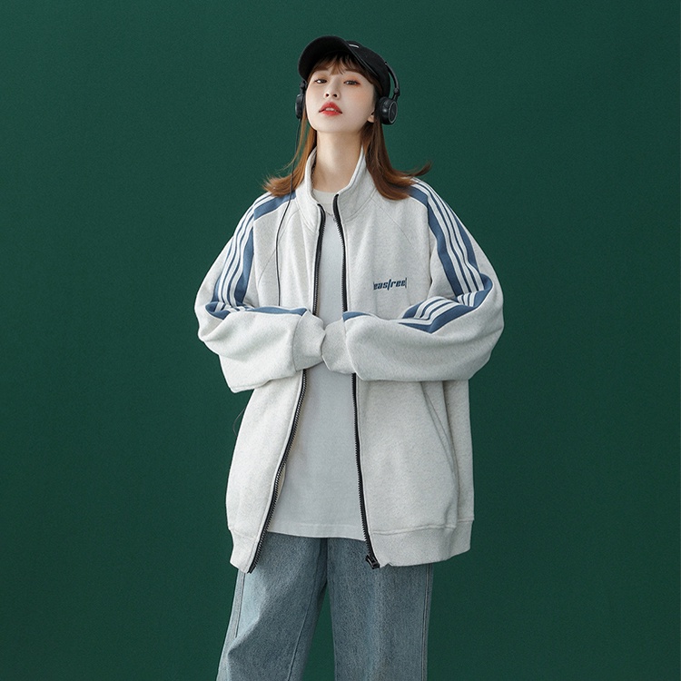 Áo Khoác Nỉ LeasTreet - Myndi Clothes - Sweater Hoodie Nam Nữ Unisex-3 Sọc Màu Xám - Chất Nỉ Gân Dày Đẹp Form Rộng