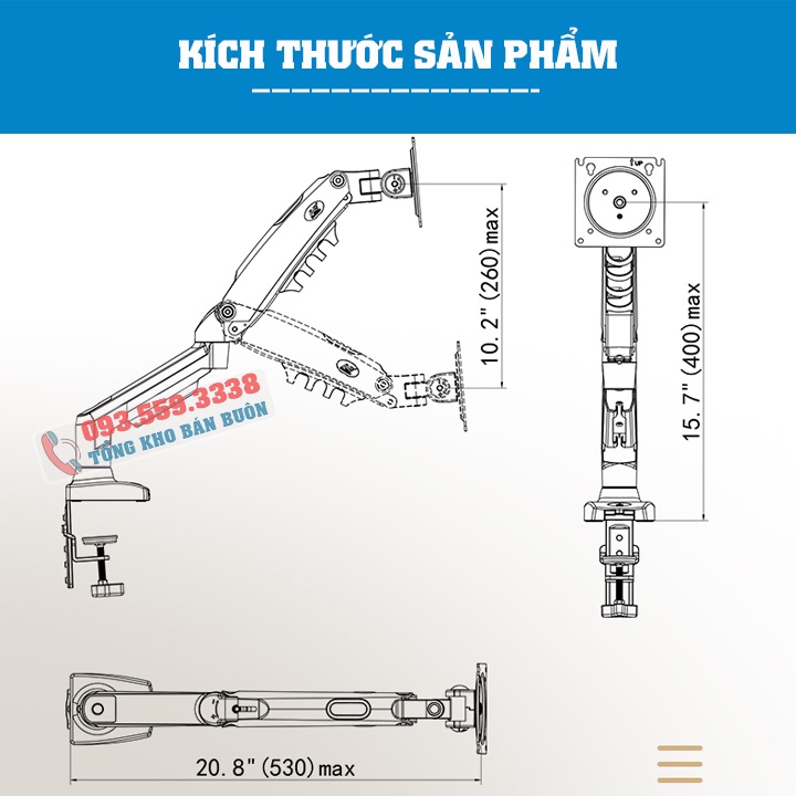 Giá Treo Màn Hình NB F80 17 - 30 inch / NB G45 22" - 40"  - Tay Arm Đỡ Màn Hình ErgoTek EZ1 17" - 30" - Gắn Bàn
