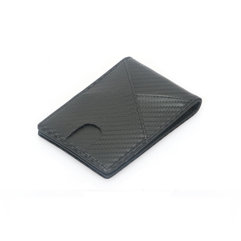 Ví Ngắn Gập Đôi Bằng Sợi Carbon Mỏng Đựng Tiền Xu Phong Cách Cổ Điển Cho Nam