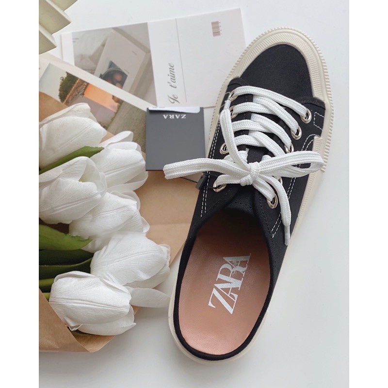 SẴN [FULL BOX HÀNG CAO CẤP] Giày mules sục thể thao nữ sneaker đạp gót Z.a.r.a Mule basic thể thao đế bằng cao 3cm Ailee