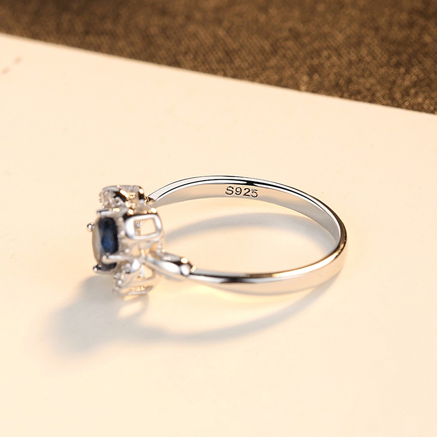 Nhẫn Bạc Nữ Hình Hoa Bốn Cánh Đính Đá Xanh Lam N2395 - Bảo Ngọc Jewelry