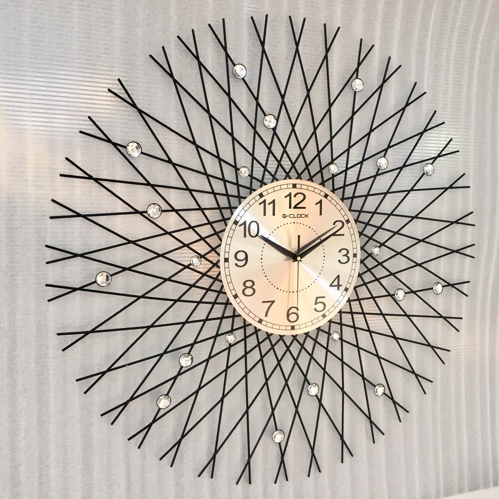 Đồng hồ treo tường GCLOCK loại to KT 75X75 (cm) cao cấp làm từ kim loại sơn tĩnh điện chạy máy kim trôi chuẩn (1919)