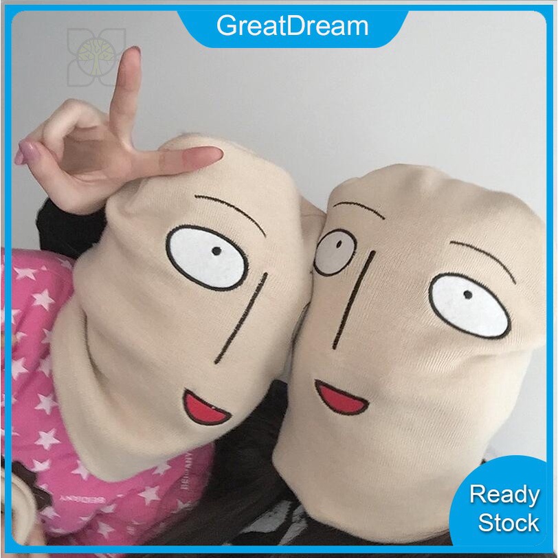 Mũ beanie dệt kim giữ ấm thêu họa tiết Anime One Punch Man Bald Saitama vui nhộn dành cho nam và nữ 2017
