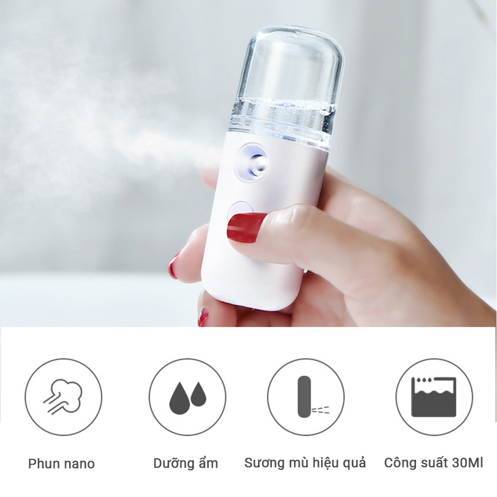 Máy Xịt Khoáng Phun Sương Tạo Ẩm Nano Mini Cầm Tay Chăm Sóc Da