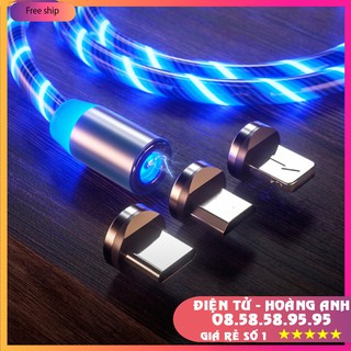 Cáp sạc nam châm 3in 1 có đèn led ..đa năng..siêu đẹp cho ip; micro ,type