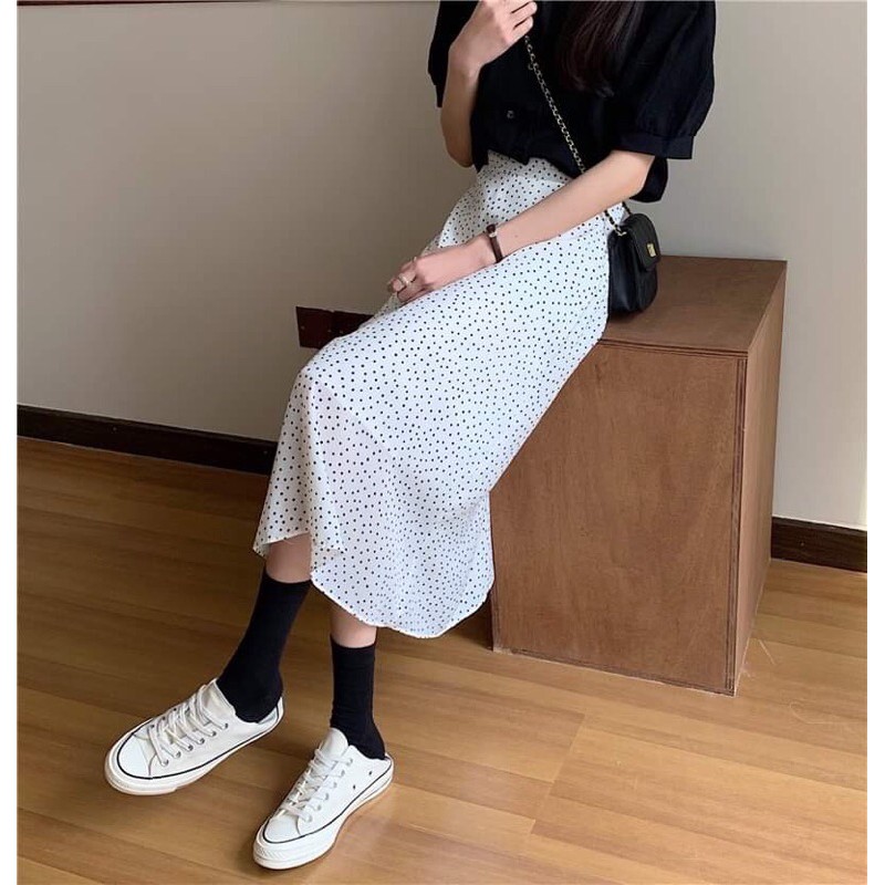 Chân váy hoa nhí dáng dài cạp chun | BigBuy360 - bigbuy360.vn