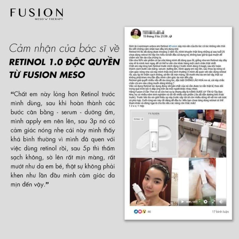 FUSION RETINOL 1.0 30ml - SERUM RETINOL TRẺ HÓA NGỪA MỤN