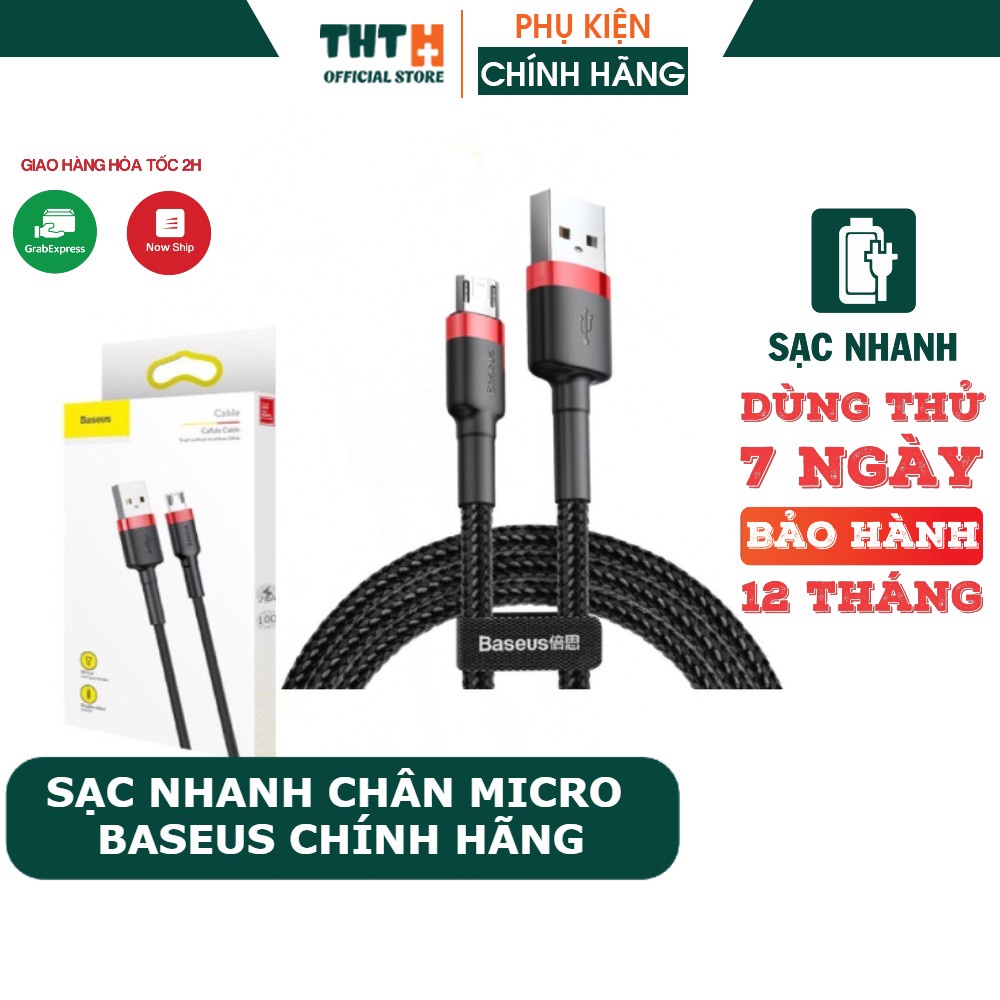 Cáp sạc nhanh Micro Baseus - Hỗ trợ sạc nhanh - Siêu Bền - An toàn với thiết bị điện - Chính Hãng BH 12 THÁNG 1 ĐỔI 1.