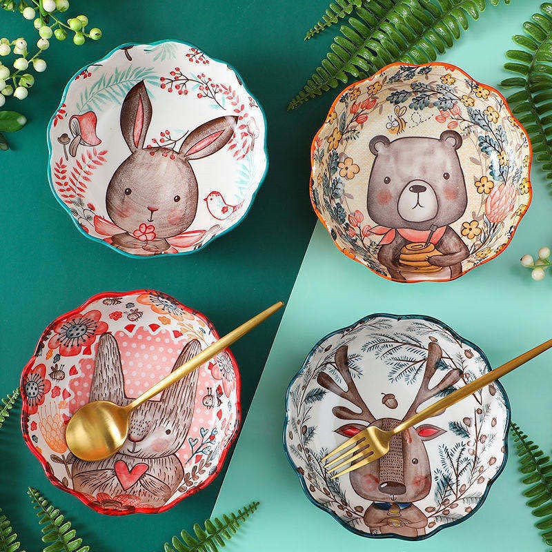 Bát Ăn Cơm Hình Con Vật Ngộ Nghĩnh Chén Sứ Tô Salad, Tô lượn Bát Ăn Dặm Cho Bé Chén Dĩa Decor Dễ Thương