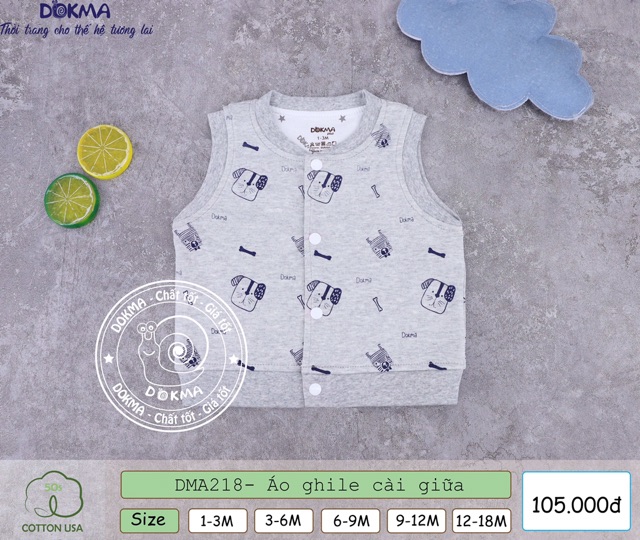 Áo gile 2 lớp cài giữa Dokma cotton 100% DMA218