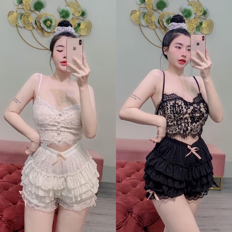 Quần Shorts Ren bèo 3 tầng QC cao cấp siêu Xinh