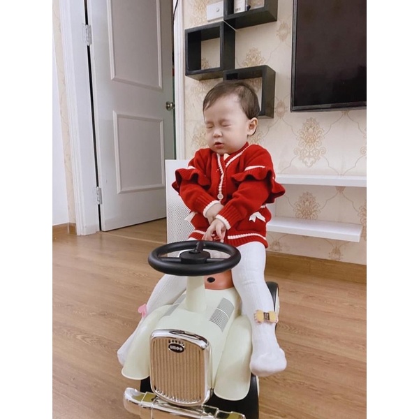 Cadigan len tay bèo phối màu xinh xắn hàng QCCC cho bé gái