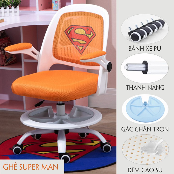 Ghế chống gù học sinh thông minh - TẶNG THẢM  |Quốc kỳ Anh,Doremon, Superman, Hello Kitty| Ghế ngồi học trẻ em - HTDVN