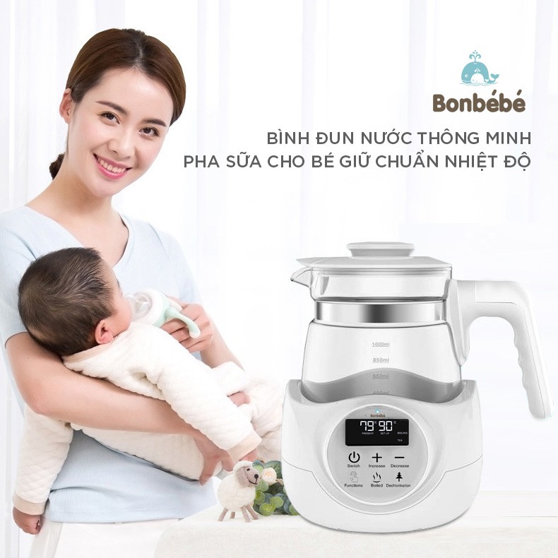 [CHÍNH HÃNG] Bình Hâm Nước Pha Sữa / Bình Siêu Tốc Pha Trà Pha Cafe Thông Minh Có Điều Khiển BONBEBE BB06