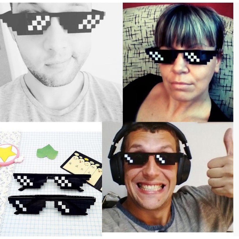 Kính Râm 8 Bit Thug Life Pixelated UV400 Phong Cách Retro Sáng Tạo Cho Nam Và Nữ