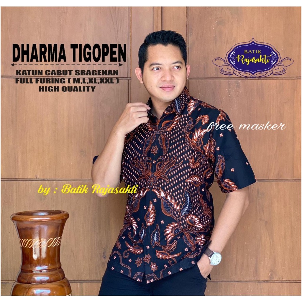 Áo Sơ Mi Dharma 3 BATIK Ngắn Tay Màu Vàng Cà Phê Hiện Đại Cao Cấp PGRI Rajsakaki Pavi NAVI BATIK Shavi Kawangolo Shame Cho Nam