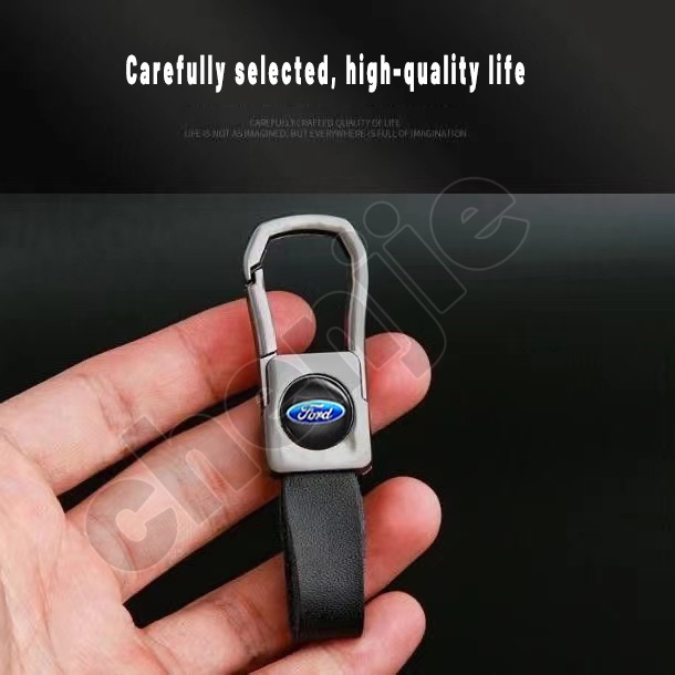 Móc Chìa Khóa Bằng Da Bò Phối Kim Loại Tiện Dụng Cho Xe Hơi ford territory Everest Ranger Fiesta Escape Expedition Focus Escort E