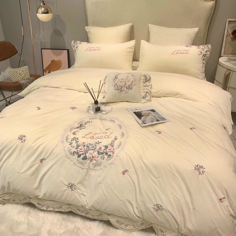 Set Nỉ Nhung Hoa Tròn Love cao cấp, full màu