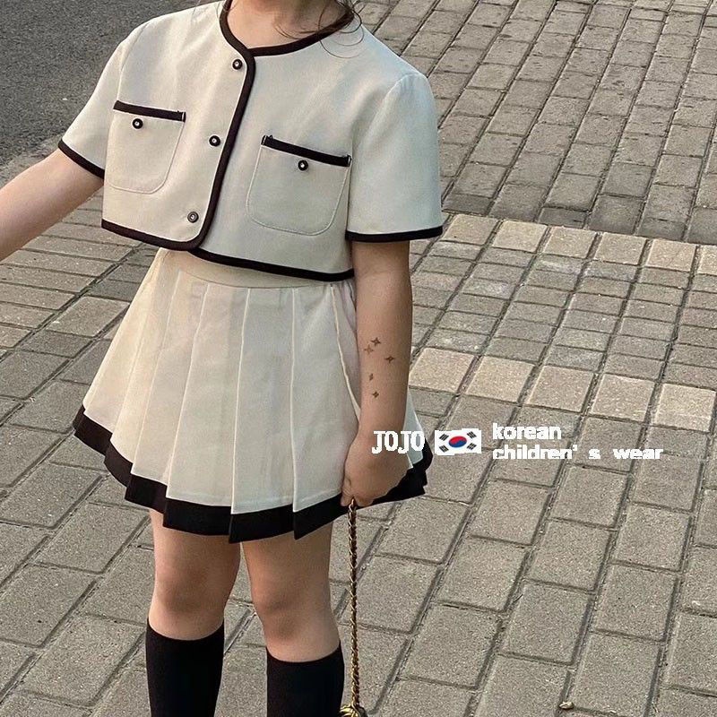 Set Áo Thun Ngắn Tay Và Chân Váy Xếp Ly Thời Trang Mùa Hè Cho Bé Gái