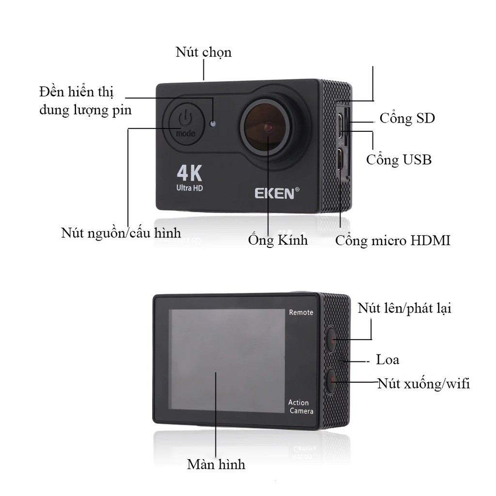 camera hành trình 4k,Camera Hành Trình Eken H9R 4K Ultra HD Wifi - Hàng nhập khẩu, ĐÔNG HÀNH VỚI BẠN TRÊN MỌI CUNG ĐƯỜNG