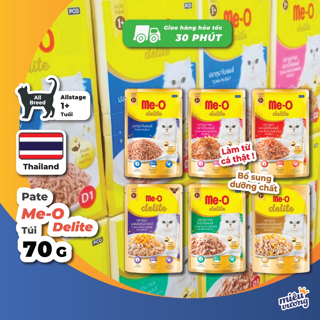 Pate đóng gói Me-o Delite cho mèo