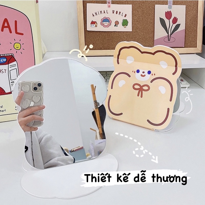 Gương Trang Điểm Gấp Gọn Hoạt Hình Dễ Thương