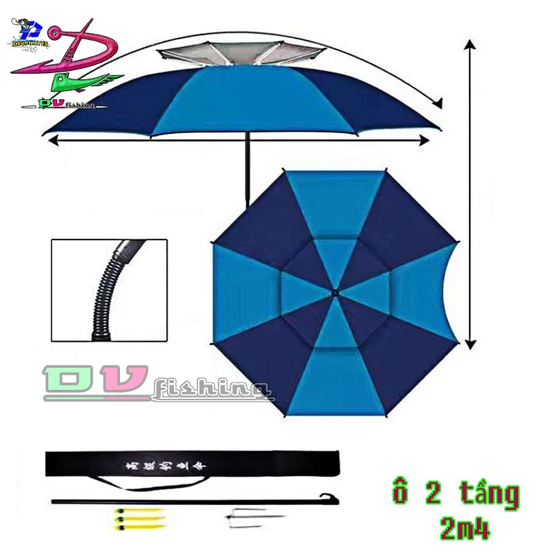 Ô câu cá - che nắng, mưa, dã ngoại 2 tầng cao cấp - 2m 2m2 2m4