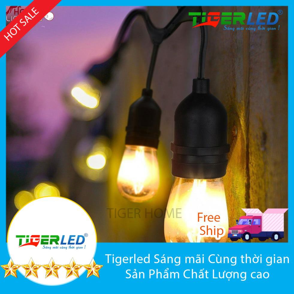 Đèn dây ngoài trời 10 mét 20 đui kín nước (IP65) bóng mua riêng
