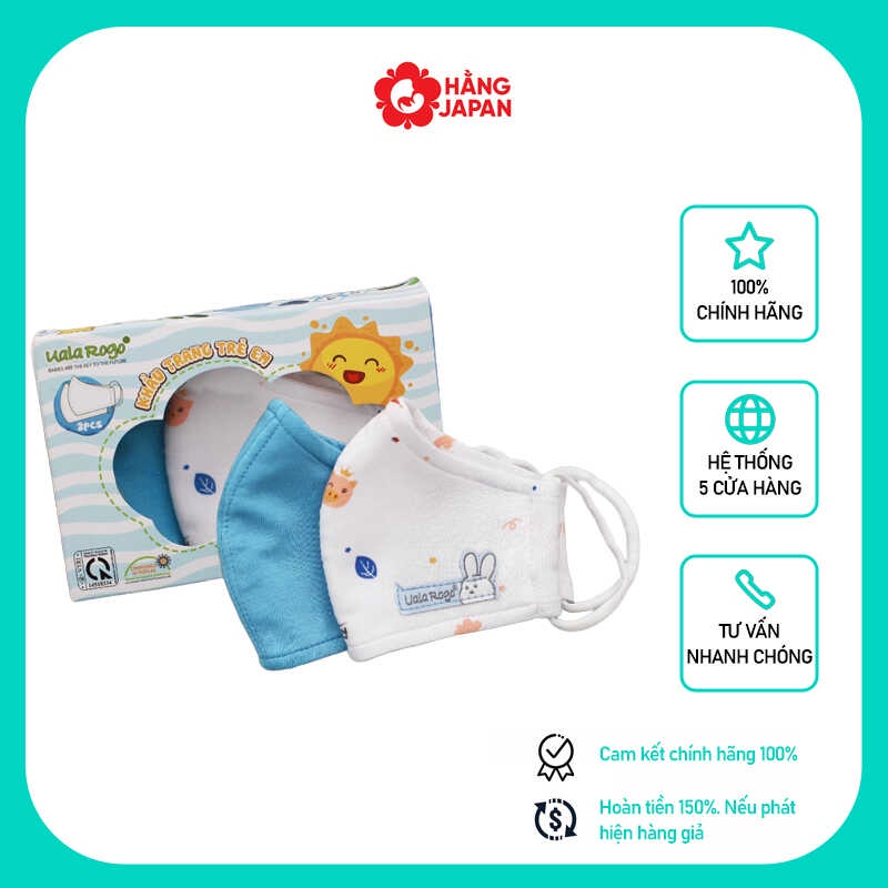 Khẩu trang 4 lớp set 2 cái vải modal cao cấp UALAROGO bảo vệ cho trẻ