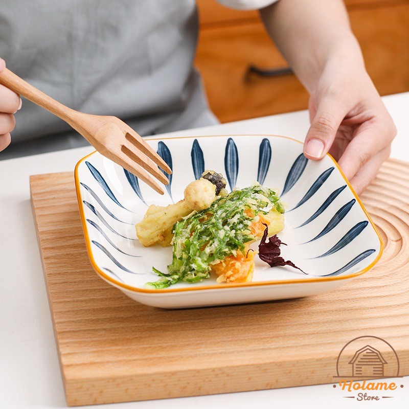 Đĩa sứ sâu lòng , đĩa decor phong cách Nhật Bản men bóng chịu được nhiệt độ cao Holame