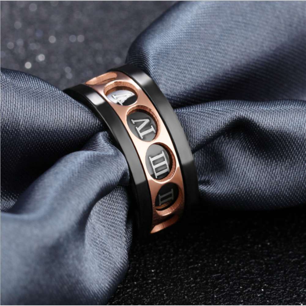 Nhẫn Thép Titan Khắc Số La Mã so122